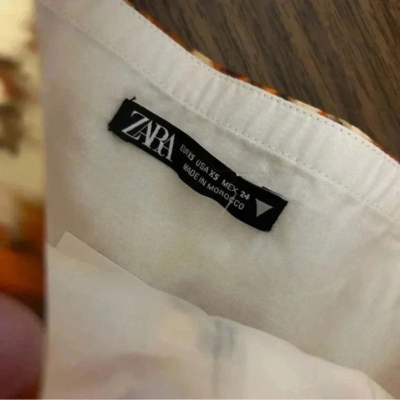 💕Zara Printed Drape Crop Top  Square Neck Orange Floral XS NWOT - Picture 10 of 10